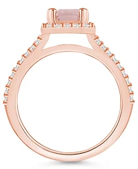 Macy's Morganite (1-3/8 ct. t.w.) and Diamond (1/2 Halo Ring 14K Rose Gold