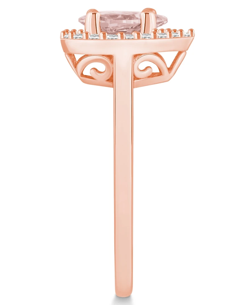 Macy's Morganite (3/4 ct. t.w.) and Diamond (1/5 Halo Ring 14K Rose Gold