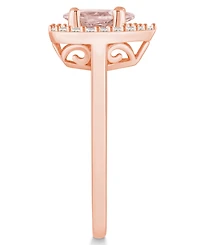 Macy's Morganite (3/4 ct. t.w.) and Diamond (1/5 Halo Ring 14K Rose Gold