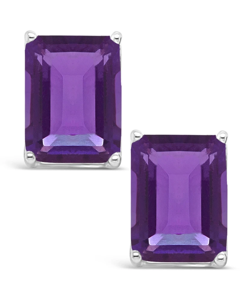 Macy's Amethyst (3-1/5 ct. t.w.) Stud Earrings in 14K White Gold