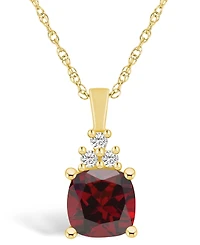 Macy's Garnet (2-3/4 Ct. T.w.) and Diamond (1/10 Ct. T.w.) Pendant Necklace in 14K Yellow Gold