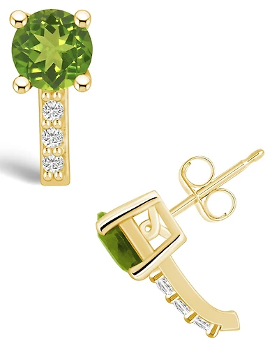 Macy's Peridot (1-7/8 ct. t.w.) and Diamond (1/8 ct. t.w.) Stud Earrings in 14K Yellow Gold