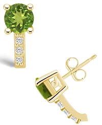 Macy's Peridot (1-7/8 ct. t.w.) and Diamond (1/8 ct. t.w.) Stud Earrings in 14K Yellow Gold