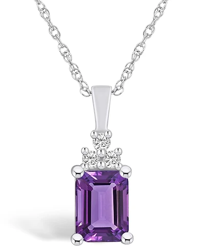 Macy's Amethyst (1-5/8 Ct. T.w.) and Diamond (1/10 Ct. T.w.) Pendant Necklace in 14K White Gold