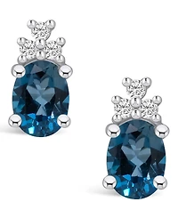 Macy's London Topaz (3-1/5 ct. t.w.) and Diamond (1/5 ct. t.w.) Stud Earrings in 14K White Gold