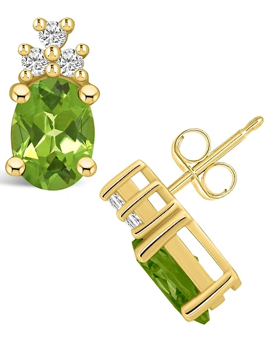 Macy's Peridot (2-3/4 ct. t.w.) and Diamond (1/5 ct. t.w.) Stud Earrings in 14K Yellow Gold