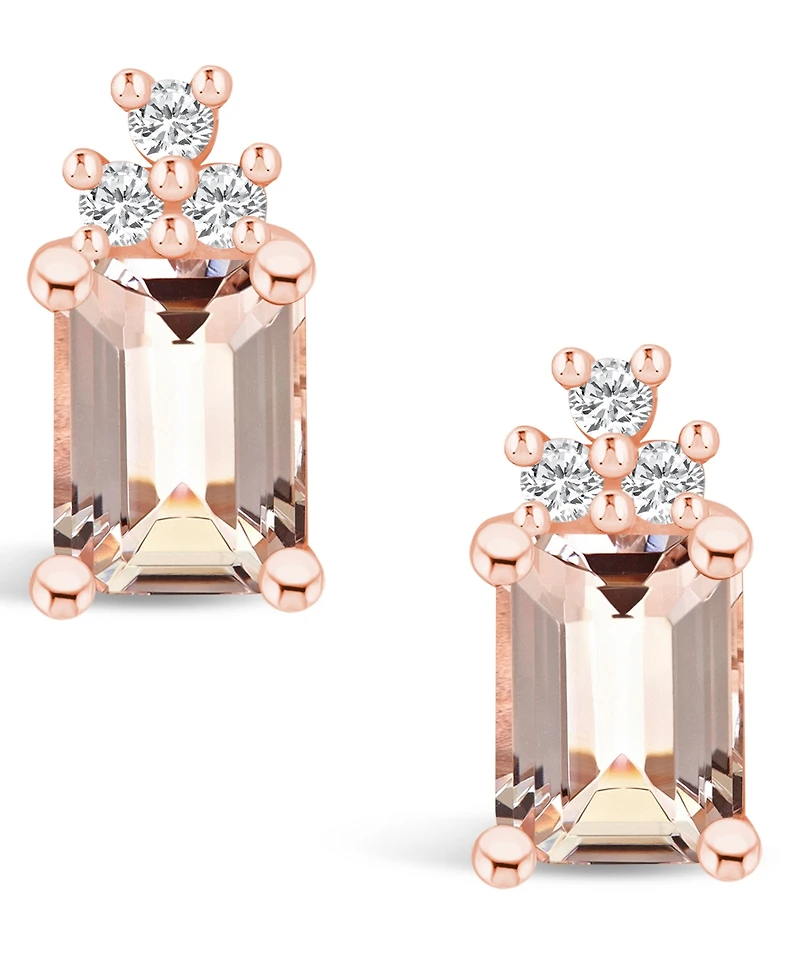 Macy's Morganite (2-3/4 Ct. T.w.) and Diamond (1/5 Ct. T.w.) Stud Earrings in 14K Rose Gold