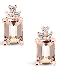Macy's Morganite (2-3/4 Ct. T.w.) and Diamond (1/5 Ct. T.w.) Stud Earrings in 14K Rose Gold