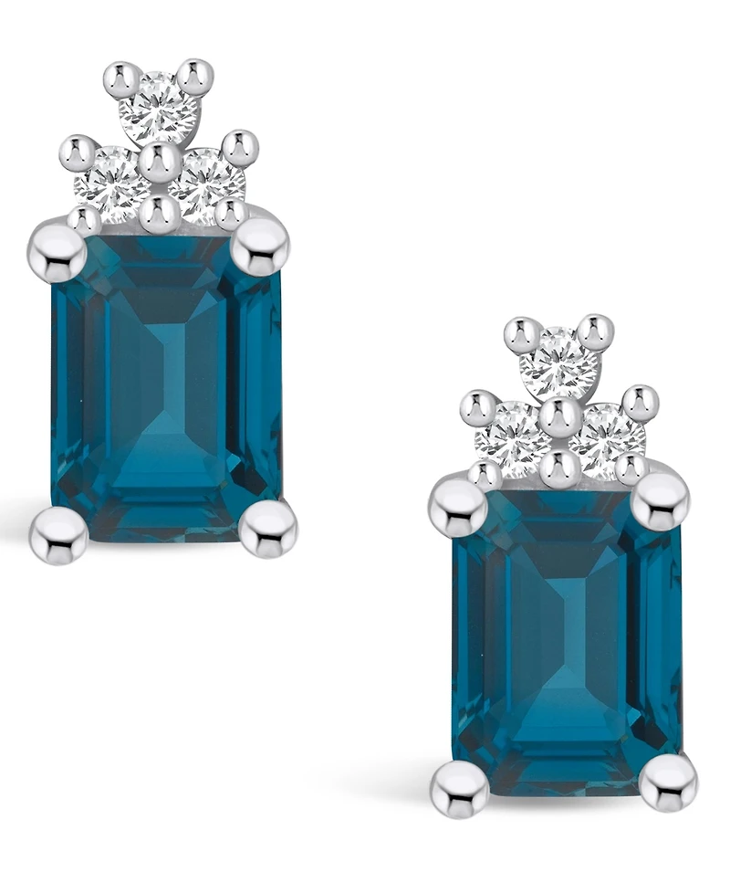 Macy's London Topaz (4 ct. t.w.) and Diamond (1/5 ct. t.w.) Stud Earrings in 14K Gold