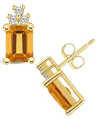 Macy's Citrine (3-1/5 ct. t.w.) and Diamond (1/5 ct. t.w.) Stud Earrings in 14K Yellow Gold