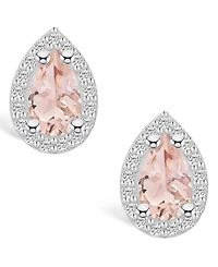 Macy's Morganite (1-3/8 ct. t.w.) and Diamond (1/3 ct. t.w.) Halo Stud Earrings in 14K Gold