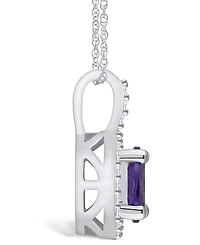 Macy's Amethyst (1-1/5 Ct. T.w.) and Diamond (1/4 Ct. T.w.) Halo Pendant Necklace in 14K White Gold
