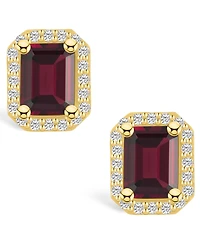 Macy's Garnet (3-7/8 ct. t.w.) and Diamond (3/8 ct. t.w.) Halo Stud Earrings in 14K Yellow Gold