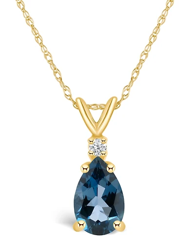 London Blue Topaz (1 ct. t.w.) and Diamond Accent Pendant Necklace 14K Yellow Gold or White