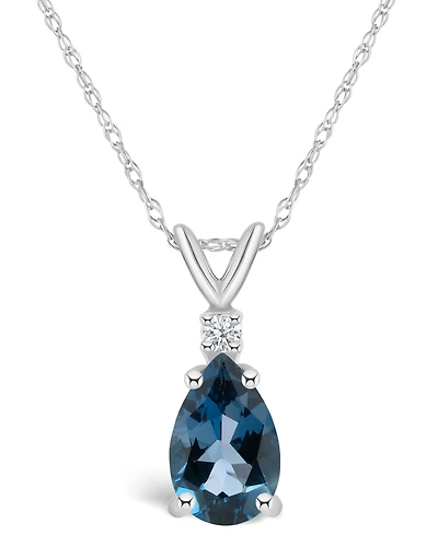 London Blue Topaz (1 ct. t.w.) and Diamond Accent Pendant Necklace 14K Yellow Gold or White