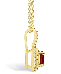Macy's Garnet (1-/ Ct. T.w.) and Diamond (/ Ct. T.w.) Halo Pendant Necklace in 14K Yellow Gold