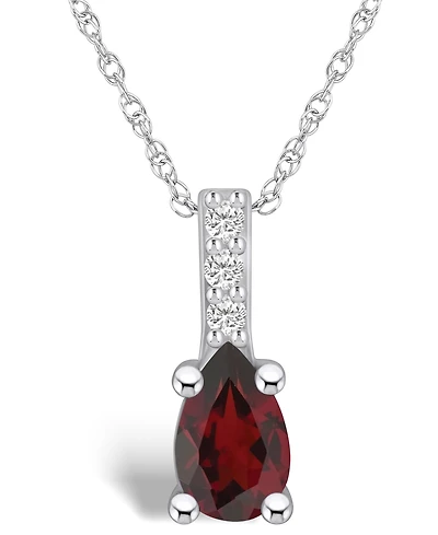 Macy's Garnet (1-1/10 Ct. T.w.) and Diamond Accent Pendant Necklace in 14K Gold