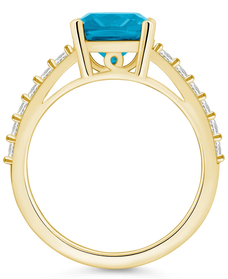 Macy's Blue Topaz (2-3/4 Ct. T.w.) and Diamond (1/3 Ring 14K Yellow Gold