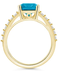 Macy's Blue Topaz (2-3/4 Ct. T.w.) and Diamond (1/3 Ring 14K Yellow Gold