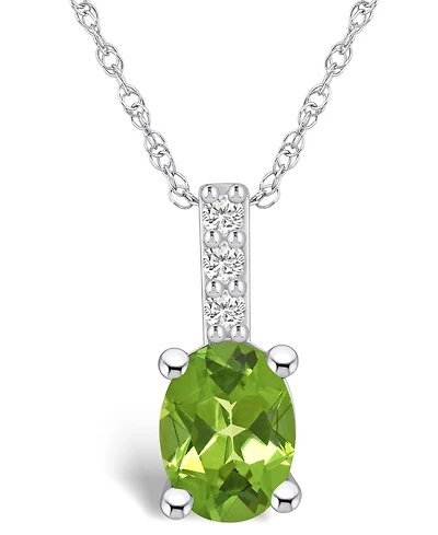 Macy's Peridot (1-1/3 Ct. T.w.) and Diamond Accent Pendant Necklace in 14K Gold