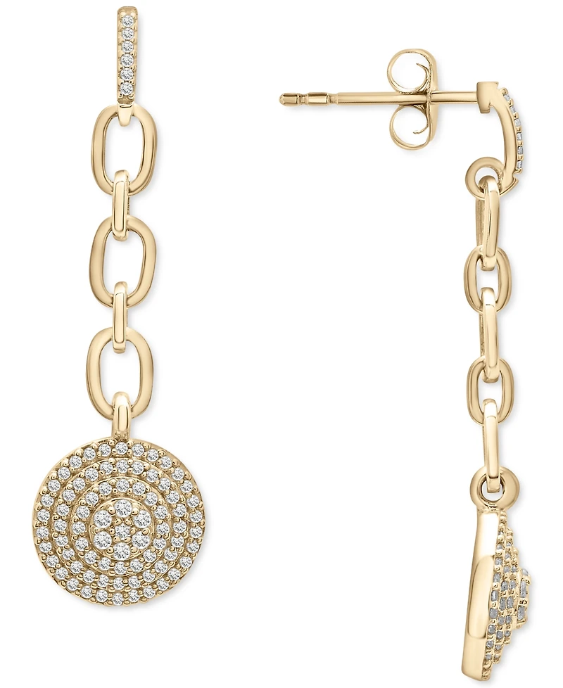 Wrapped in Love Diamond Circle Cluster Chain Drop Earrings (3/4 ct. t.w.) in 14k Gold, Created for Macy's