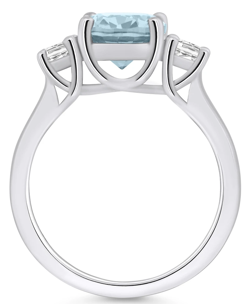 Macy's Aquamarine and Diamond Ring (2-1/2 ct.t.w 1/3 ct.t.w) 14K White Gold