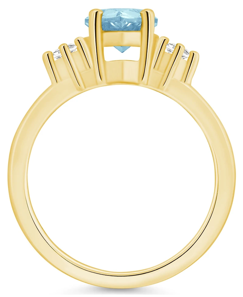 Macy's Aquamarine and Diamond Ring (1-5/8 ct.t.w 1/10 ct.t.w) 14K Yellow Gold