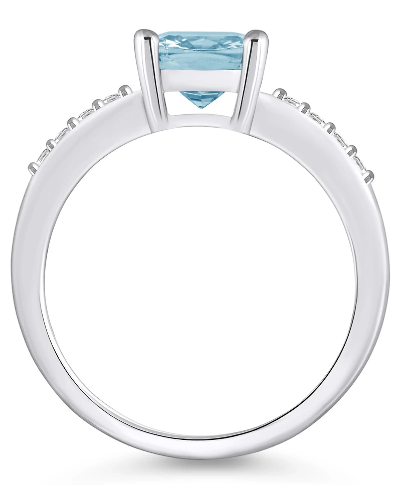 Macy's Aquamarine and Diamond Ring (2 ct.t.w 1/8 ct.t.w) 14K White Gold