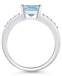 Macy's Aquamarine and Diamond Ring (2 ct.t.w 1/8 ct.t.w) 14K White Gold