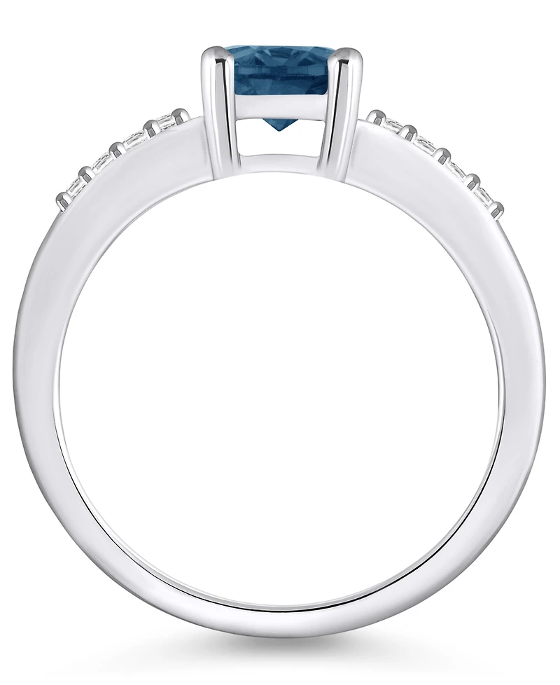 Macy's London Blue Topaz and Diamond Ring (1-5/8 ct.t.w 1/8 ct.t.w) 14K White Gold