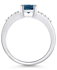 Macy's London Blue Topaz and Diamond Ring (1-5/8 ct.t.w 1/8 ct.t.w) 14K White Gold