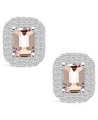 Macy's Morganite (1-3/4 ct. t.w.) and Diamond (3/4 ct. t.w.) Halo Stud Earrings in 14K Gold