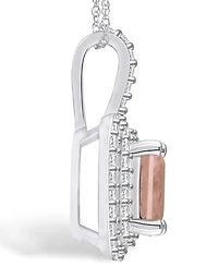 Macy's Morganite (1-3/8 Ct. T.w.) and Diamond (1/2 Ct. T.w.) Halo Pendant Necklace in 14K White Gold