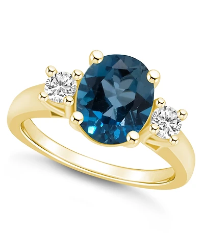 Macy's London Blue Topaz and Diamond Ring (3-5/8 ct.t.w 1/3 ct.t.w) 14K Yellow Gold