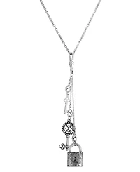 2028 Silver-Tone Multi Charm Key Lock Chain Necklace