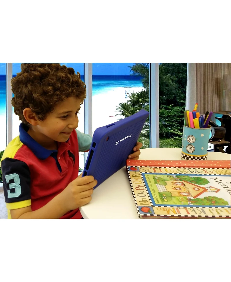 Linsay New 10.1" Funny Kids Tablet Octa Core 128GB with Green Kids Defender Case and Back pack New Android 13