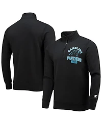 Men's Starter Black Carolina Panthers Heisman Quarter-Zip Jacket