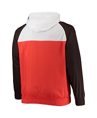 Men's New Era Orange, Brown Cleveland Browns Big and Tall League Raglan Quarter-Zip Hoodie