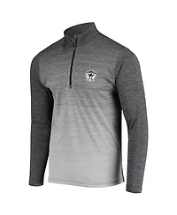 Men's Antigua Black, Heathered Gray Las Vegas Raiders Throwback Cycle Quarter-Zip Jacket