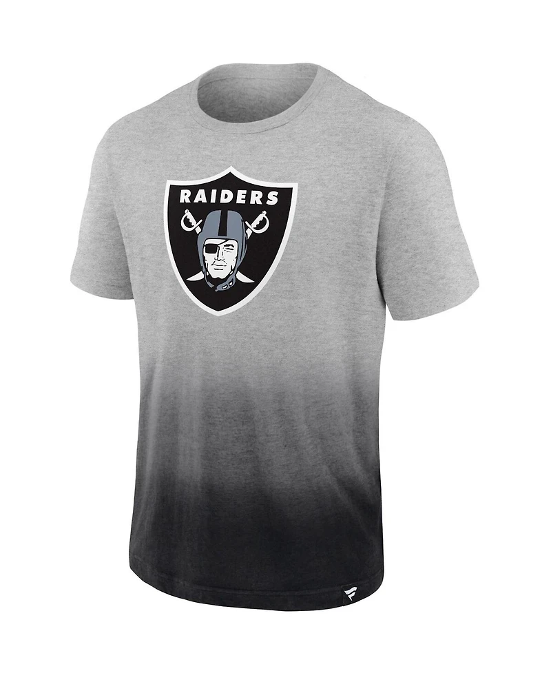 Men's Fanatics Heathered Gray, Black Las Vegas Raiders Team Ombre T-shirt