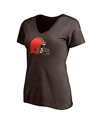 Women's Fanatics Nick Chubb Brown Cleveland Browns Player Icon Name and Number V-Neck T-shirt