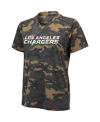Women's Justin Herbert Camo Los Angeles Chargers Name and Number Tri-Blend V-Neck T-shirt