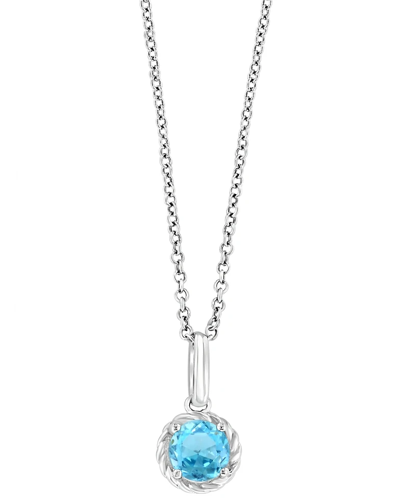 Effy Blue Topaz Rope-Framed 18" Pendant Necklace (5/8 ct. t.w.) in Sterling Silver