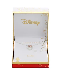Disney Cubiz Zirconia Minnie Mouse Necklace and Earring (0.43 ct. t.w.) in 14K Gold Flash Plated Set 3 Piece