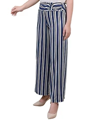 Ny Collection Petite Cropped Pull On Pants with Sash