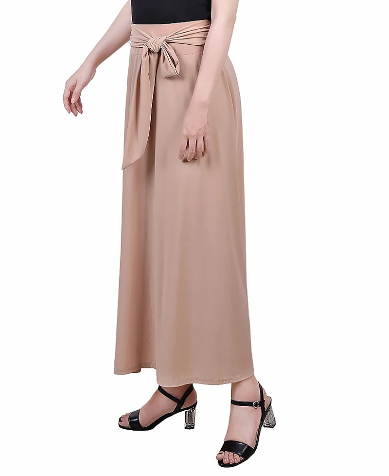 Ny Collection Petite Solid Maxi Skirt with Sash Waist Tie