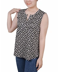 Ny Collection Petite Sleeveless Knit Y-neck Top