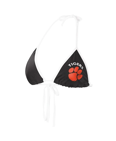 Women's G-iii 4Her by Carl Banks Black Clemson Tigers Perfect Match Bikini Top