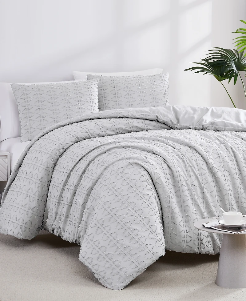 Southshore Fine Linens Dhara 3 Piece Textured Duvet Cover Set, Full/Queen
