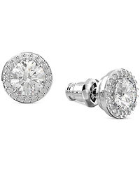 Swarovski Silver-Tone Constella Pave Button Earrings